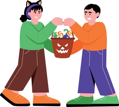 A flat style illustration representing sharing candies vector