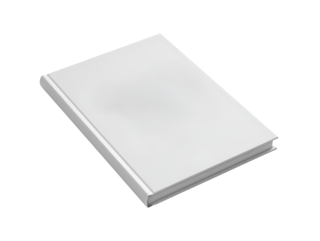 A closed blank white hardcover book with a slightly angled view perfect for design mockups and creative projects isolated on transparent background png
