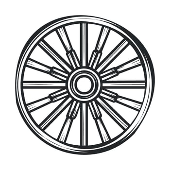 Vintage wooden wheel design for art and craft projects vector
