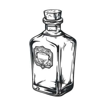 Vintage glass bottle sketch for decoration and design ideas vector