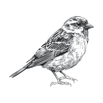 Sketch of a small bird in a natural pose highlighting features vector