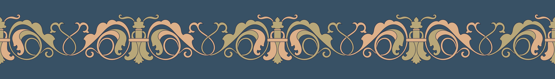 Vintage rolled branch border, seamless border, carpet frame line vector