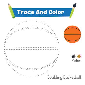 Trace And Color Spalding Basketball Hand Practice. illustration vector