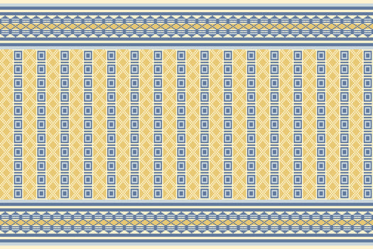 Golden indigo pixel geometric ethnic textile pattern seamless , perfect for traditional fabrics, cultural crafts, wallpapers, digital prints, and decorative design projects. vector