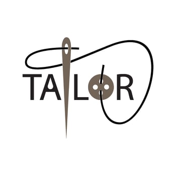 tailor logo design with needle and thread icon vector