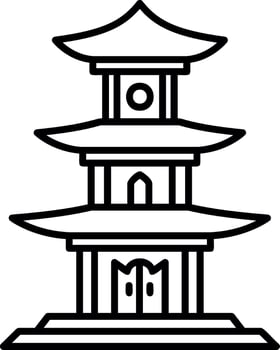 Asian Temple Outline Style Icon vector