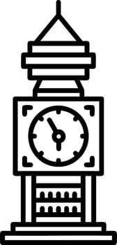 Clock Tower Outline Style Icon vector