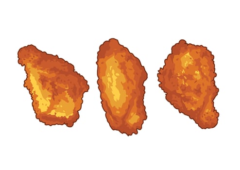 chicken tenders, golden brown and perfectly fried, ideal for dipping and sharing at gatherings. vector