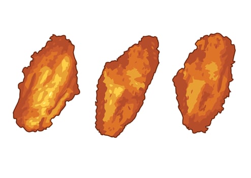 Golden crispy chicken pieces, showcasing a deliciously fried texture, perfect for sharing at parties or casual dining. vector