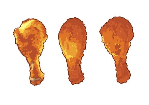 Golden crispy chicken drumsticks, perfectly fried and ready to be enjoyed at any meal or gathering. vector