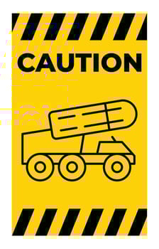 Caution Sign with Truck Carrying a Large Object on Yellow Background vector