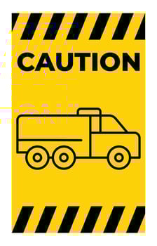 Caution Sign with Truck Icon on Yellow Background for Safety Awareness vector