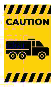 Caution Sign for Heavy Vehicle Traffic with Bold Black and Yellow Design vector