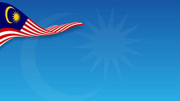 Malaysia day banner background with stylized wavy flag blue background vector