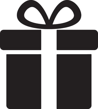 Elegant Black Gift Box Icon A Simple, Festive Present Symbol for Celebration and Gifting Occasions vector