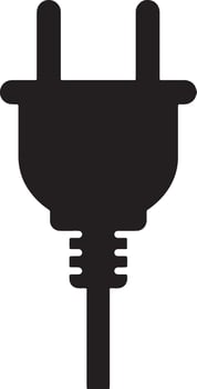 Simple Black Silhouette of an Electrical Plug Ready to Connect Against a White Background, Representing Power and Energy vector