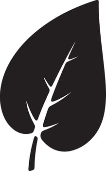 Simple Black Silhouette of a Single Leaf on White Background, Evoking a Serene and Natural Mood vector