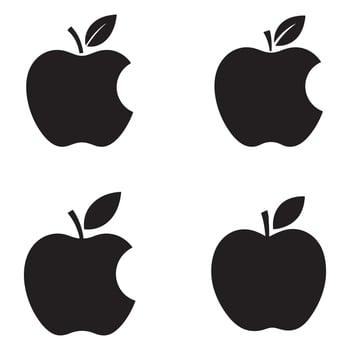 Four Solid Black Apple Logos Against White Background vector