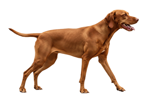Vizsla dog standing profile isolated on transparent background png
