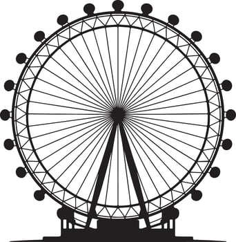 Silhouette of a large ferris wheel against a white background vector