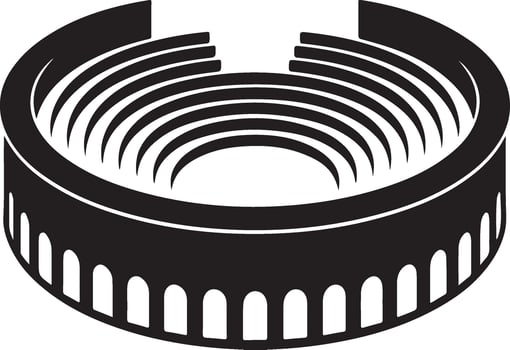 Stylized black and white icon of an ancient roman amphitheater vector