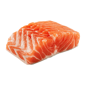 A raw salmon portion isolated on transparent background is ready to be cooked png