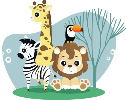 cartoon baby safari cuteanimals and birds in the jungle png