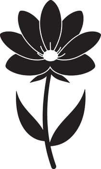 Elegant Black and White Silhouette of a Single Flower Blooming Gracefully on a White Background, Evoking Serenity and Simplicity vector