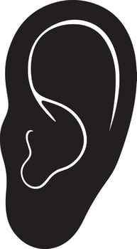 Striking Black and White Silhouette of a Human Ear, a Minimalist and Elegant Design for Medical, Audio, or Hearing-Related Projects vector