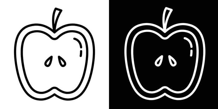 apple black and white simple fruit icon vector