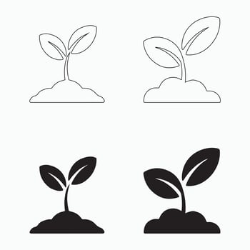 Seedling Sprout Outline Icons Set Minimal Nature Illustration vector
