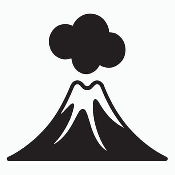 Volcano Eruption Silhouette Icon Exploding Nature Scene Design vector