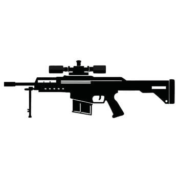 Powerful Sniper Rifle Silhouette A Dramatic Black and White Illustration of a Modern Long-Range Weapon vector