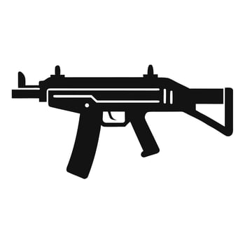 Menacing Submachine Gun Icon A Dark Silhouette of a Powerful Weapon Against a White Background vector