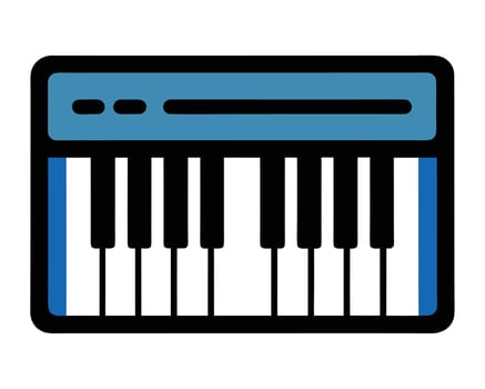 Serene Blue Mini Keyboard Playing Simple Melodies, Musical Instrument Icon, Clean Design for Music Lovers vector