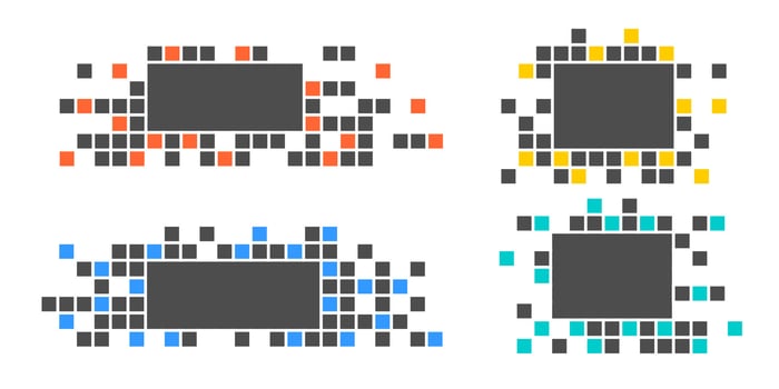 Pixel banner. Set of paint streaks . vector