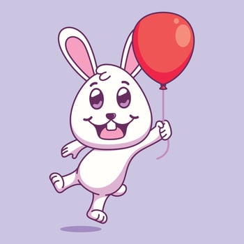 cartoon bunny with red balloon vector