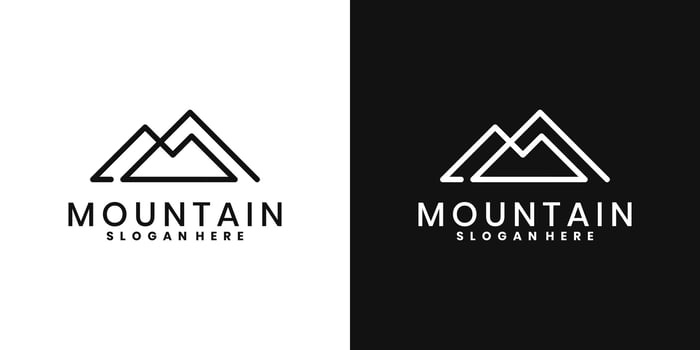 Mountain logo design, line art mountain vector