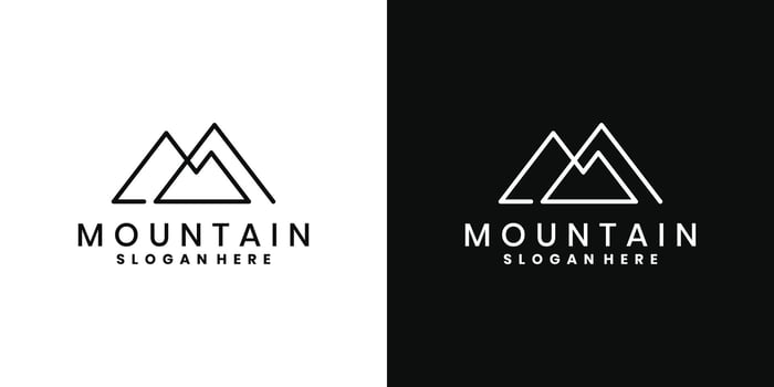 mountain line art logo designs vector