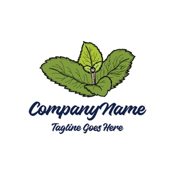 Green Fresh Mint Bud Leaf Illustration for Candy or Nature Herb Logo Design vector