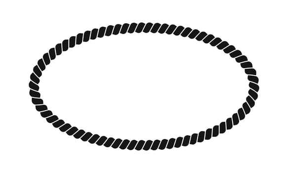 Oval rope frame. Thread, twine, jute or cable decoration element in ellipse shape. Maritime, yacht or nautical style ornament isolated on white background. graphic illustration vector