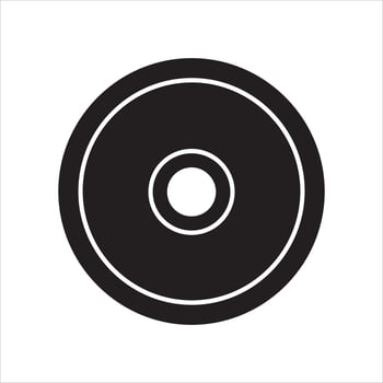 Black silhouette of a weight plate for a barbell on a white background fitness exercise vector