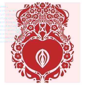 a red heart with a floral pattern on it vector