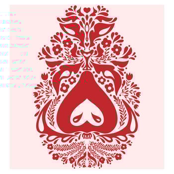 a red and white pattern with a heart vector