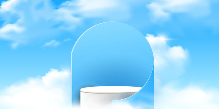 Abstract podium in blue sky vector