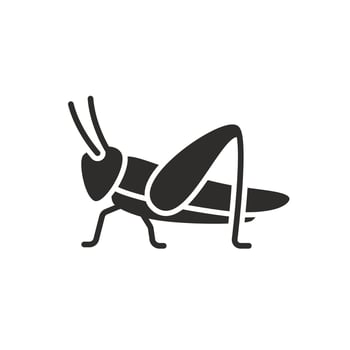 mantis or cricket icon, grasshopper, insect concept, flat symbol on white background - illustration vector