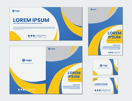 blue yellow background design template vector