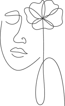 Woman Face With Flower Drawing Flat Illustration Hand Drawn Icon vector