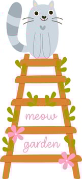 Cat Sitting On Floral Ladder vector