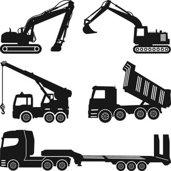 Construction trucks SVG bundle, Construction Vehicles Silhouette Set, Mobile crane, Excavator Construction SVG cut files Cricut, vector
